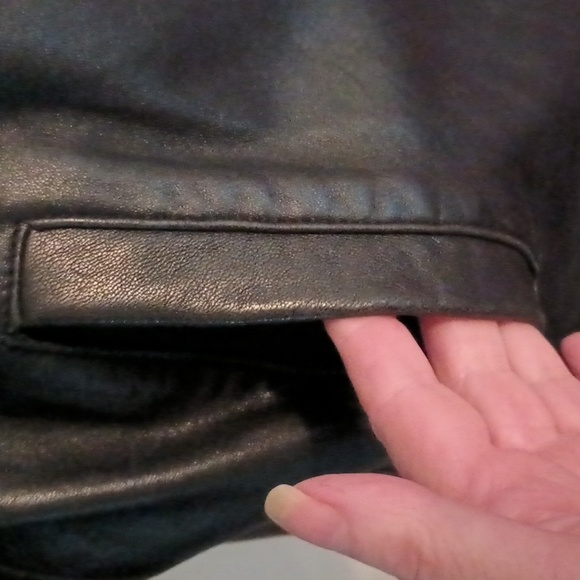 Nwot heavy leather women's coat by Simona extra large black - Picture 3 of 11